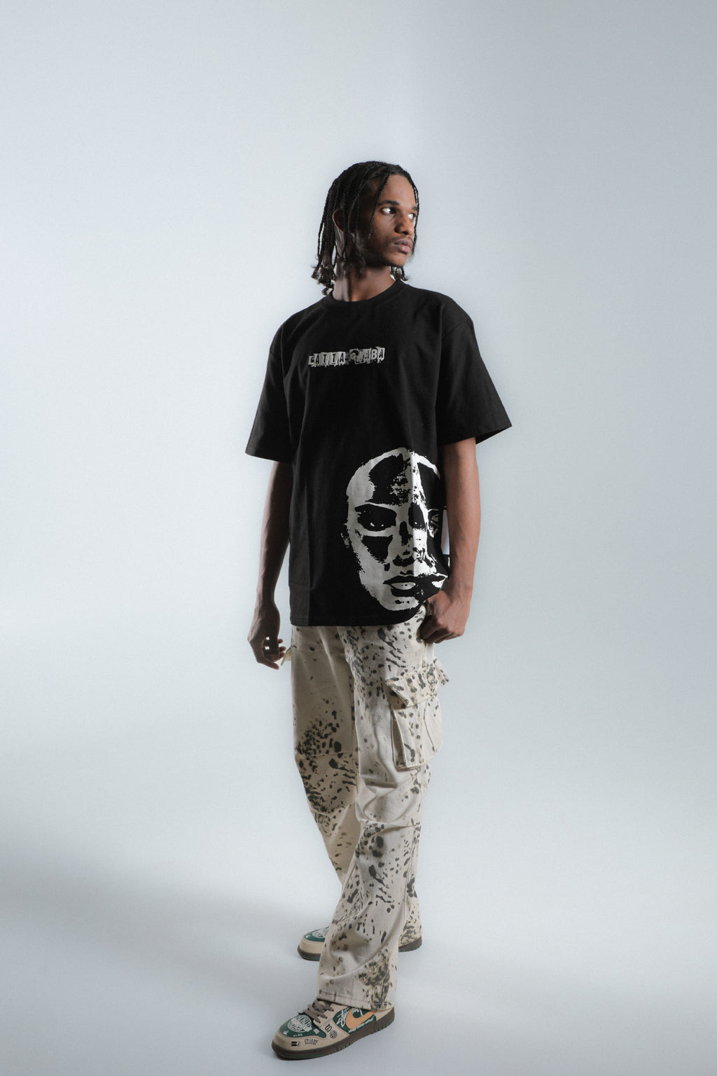 Masked Face - Black Oversized T-Shirt