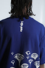 All Eyes On You – Blue Graphic Oversized T-Shirt